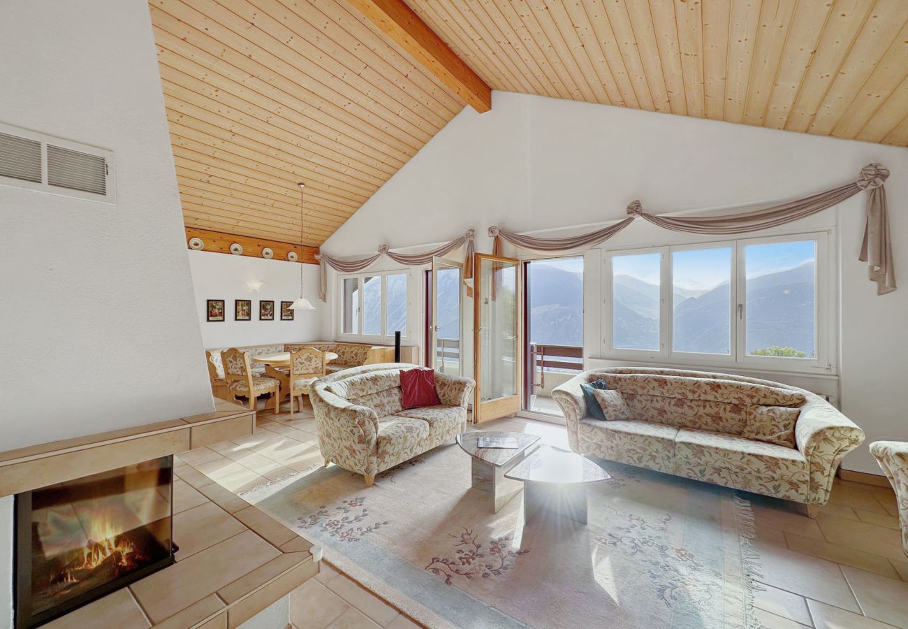 Ferienwohnung in Mollens - Family Penthouse with view of the Swiss Alps